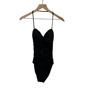 La Blanca by Rod Beattie Black One-Piece Swimsuit Ruched Sides Slimming Sz 8